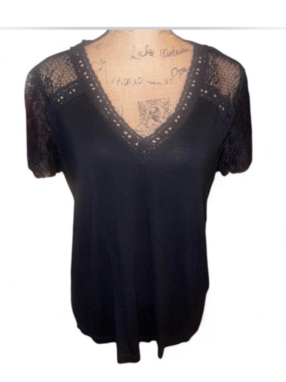 Entro Black Lace Detail Blouse Size Medium - Picture 2 of 7